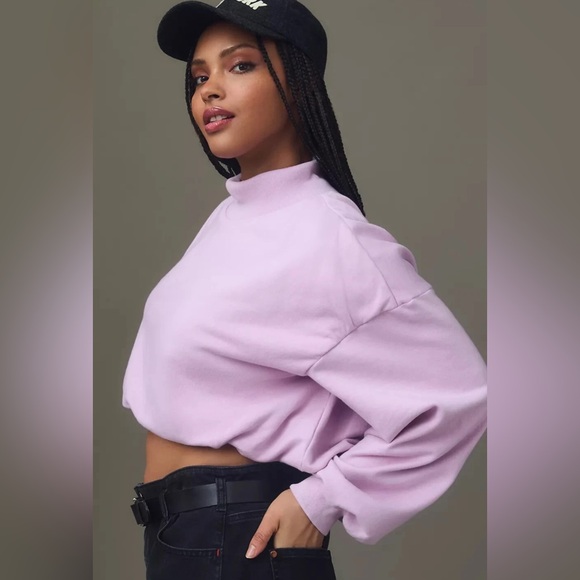 Anthropologie Pilcro Funnel-Neck Bubble-Hem Pullover, BLUE, XS NWOT - Picture 2 of 7